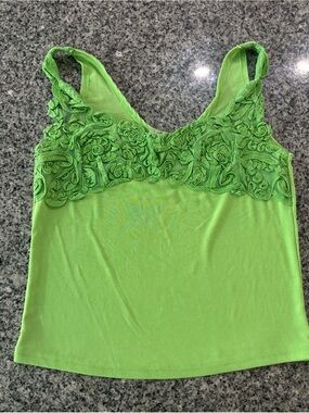 Embellished Lime Green Camisole Tank Top